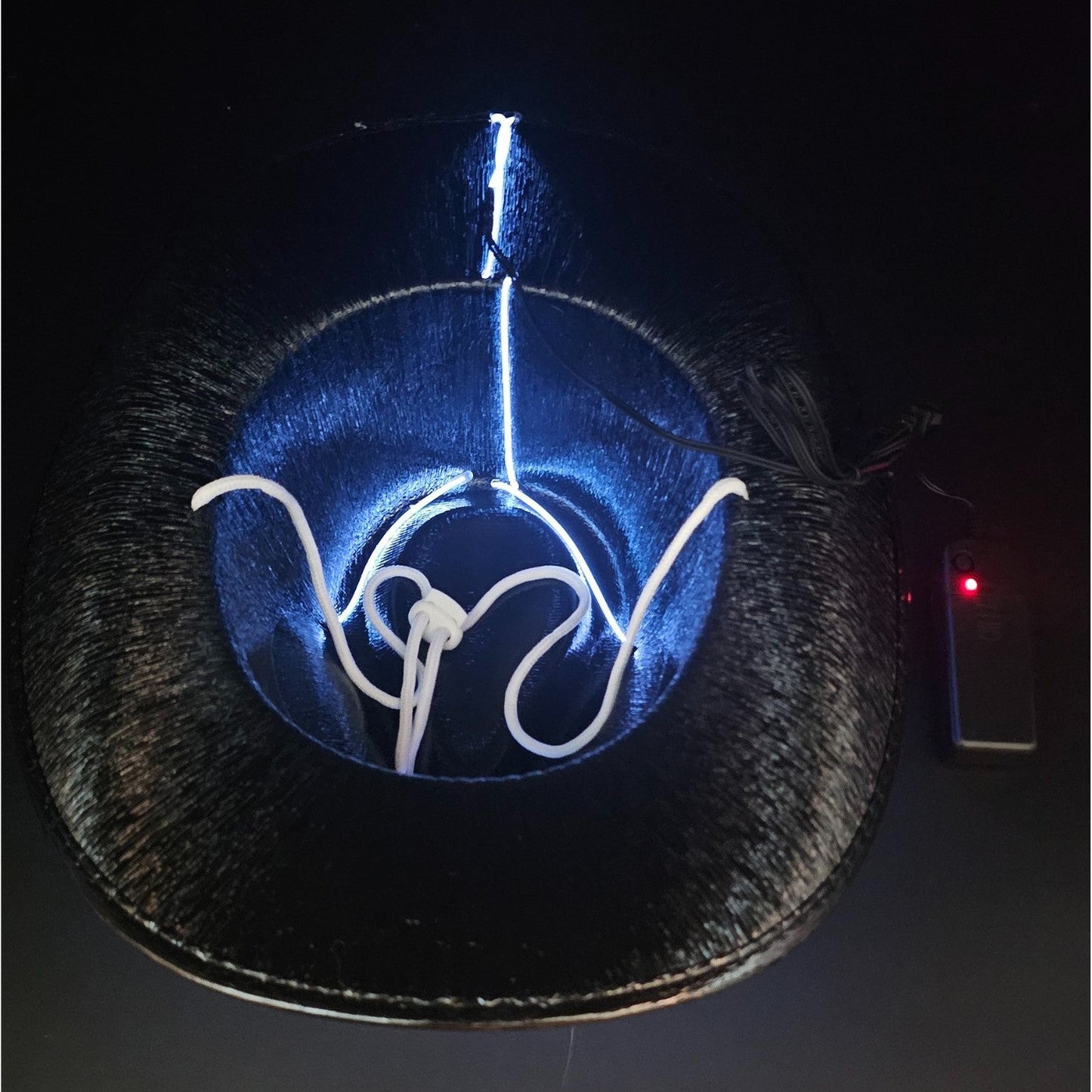 Black Iridescent Cowboy Hat with White LED - Illuminate Your Style with 3 Flashing Modes - One Size - T and C Party Supply T and C Party Supply