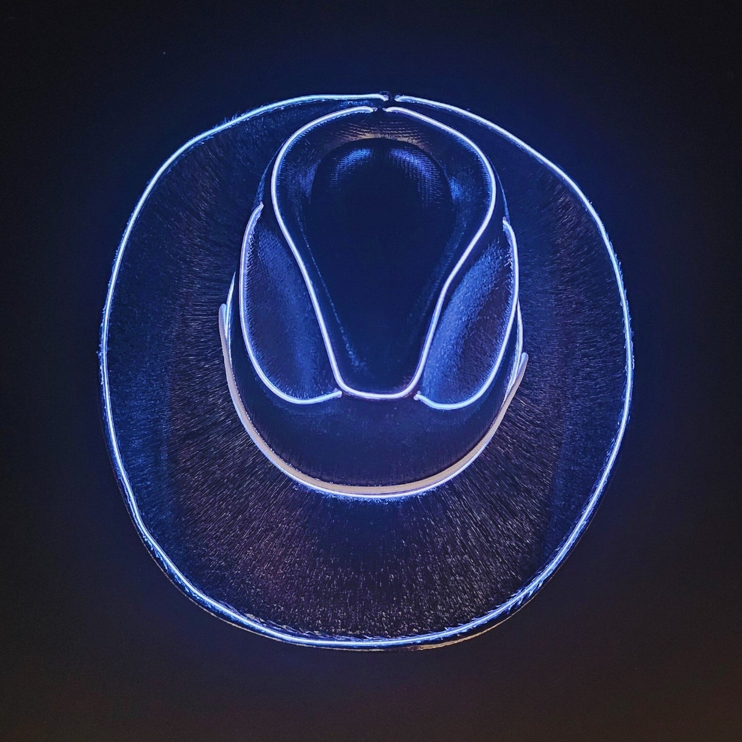 Black Iridescent Cowboy Hat with White LED - Illuminate Your Style with 3 Flashing Modes - One Size - T and C Party Supply T and C Party Supply