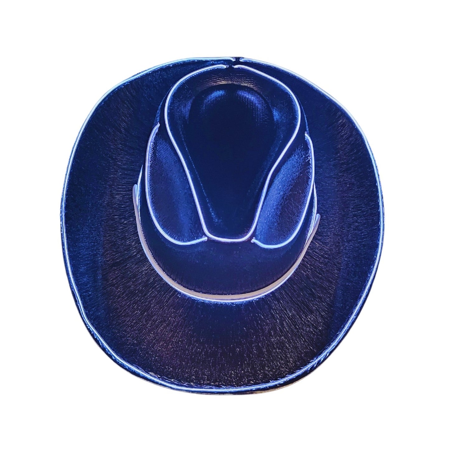 Black Iridescent Cowboy Hat with White LED - Illuminate Your Style with 3 Flashing Modes - One Size - T and C Party Supply T and C Party Supply
