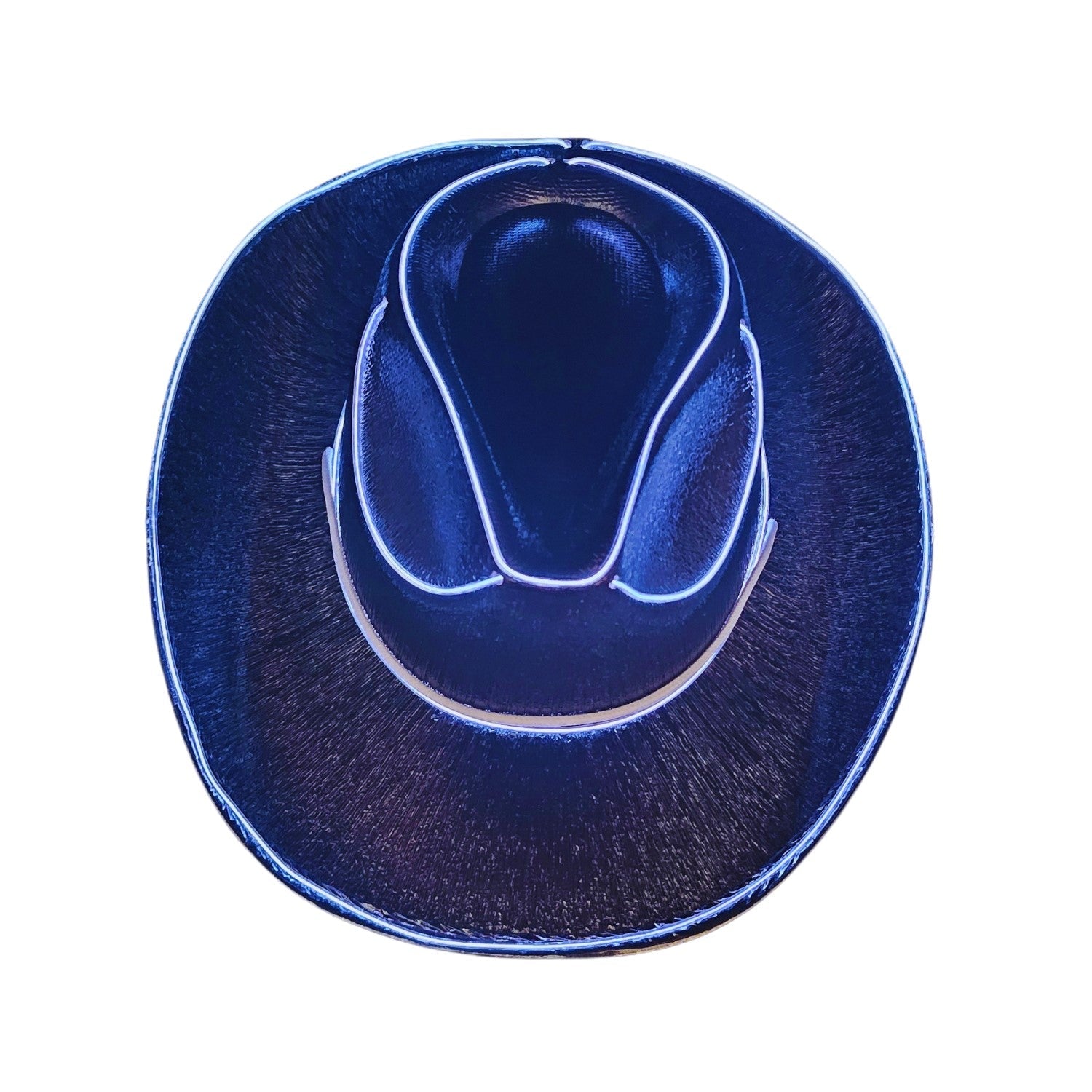 Black Iridescent Cowboy Hat with White LED - Illuminate Your Style with 3 Flashing Modes - One Size - T and C Party Supply T and C Party Supply