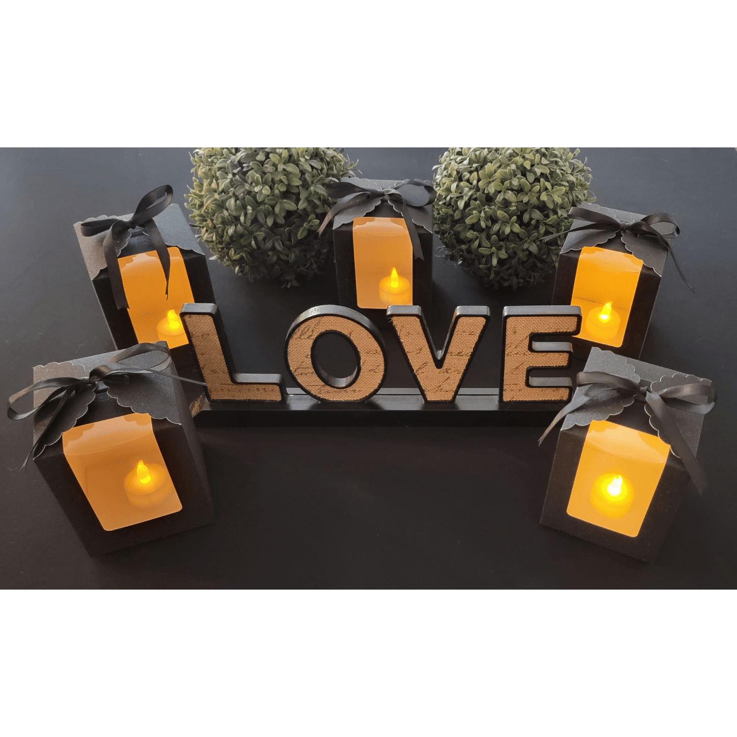 Love Display. Tea Light Up Boxes. Includes 2 Ribbon Colors (White and Black). Stemless Wine Glass Gift Box-Holds 15 oz Glass