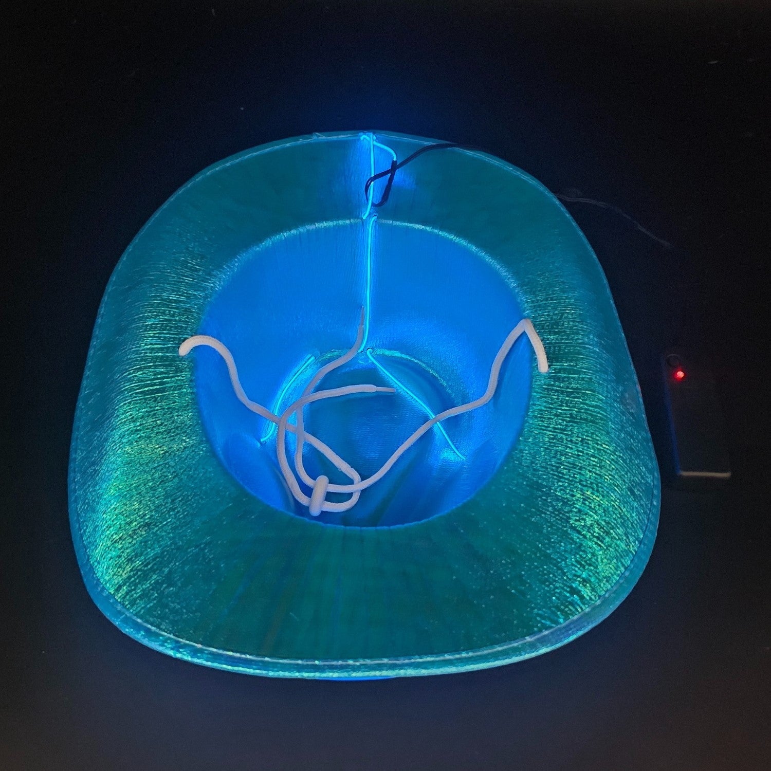 Blue Iridescent Cowboy Hat with White LED - Illuminate Your Style with 3 Flashing Modes - One Size - T and C Party Supply T and C Party Supply