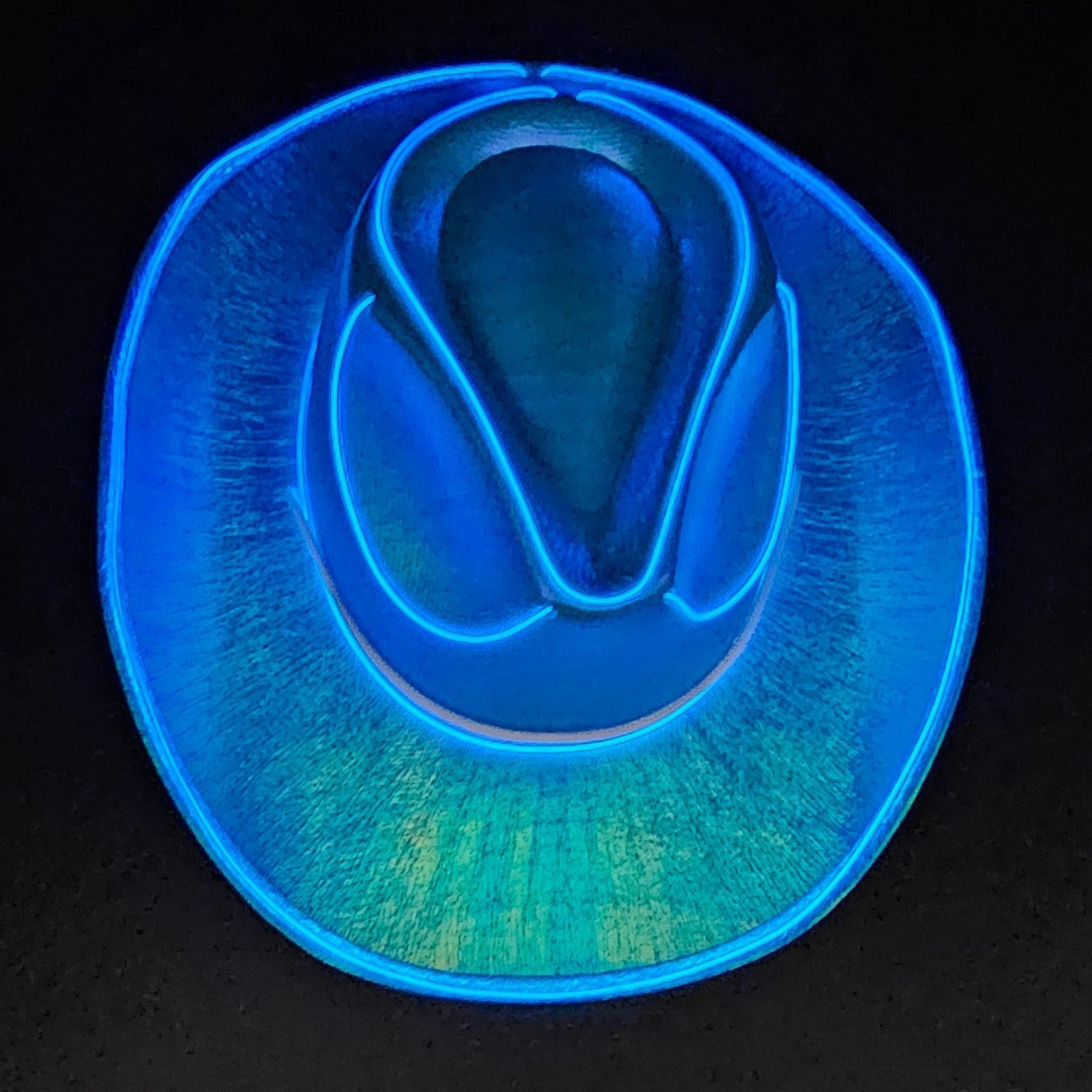 Blue Iridescent Cowboy Hat with White LED - Illuminate Your Style with 3 Flashing Modes - One Size - T and C Party Supply T and C Party Supply