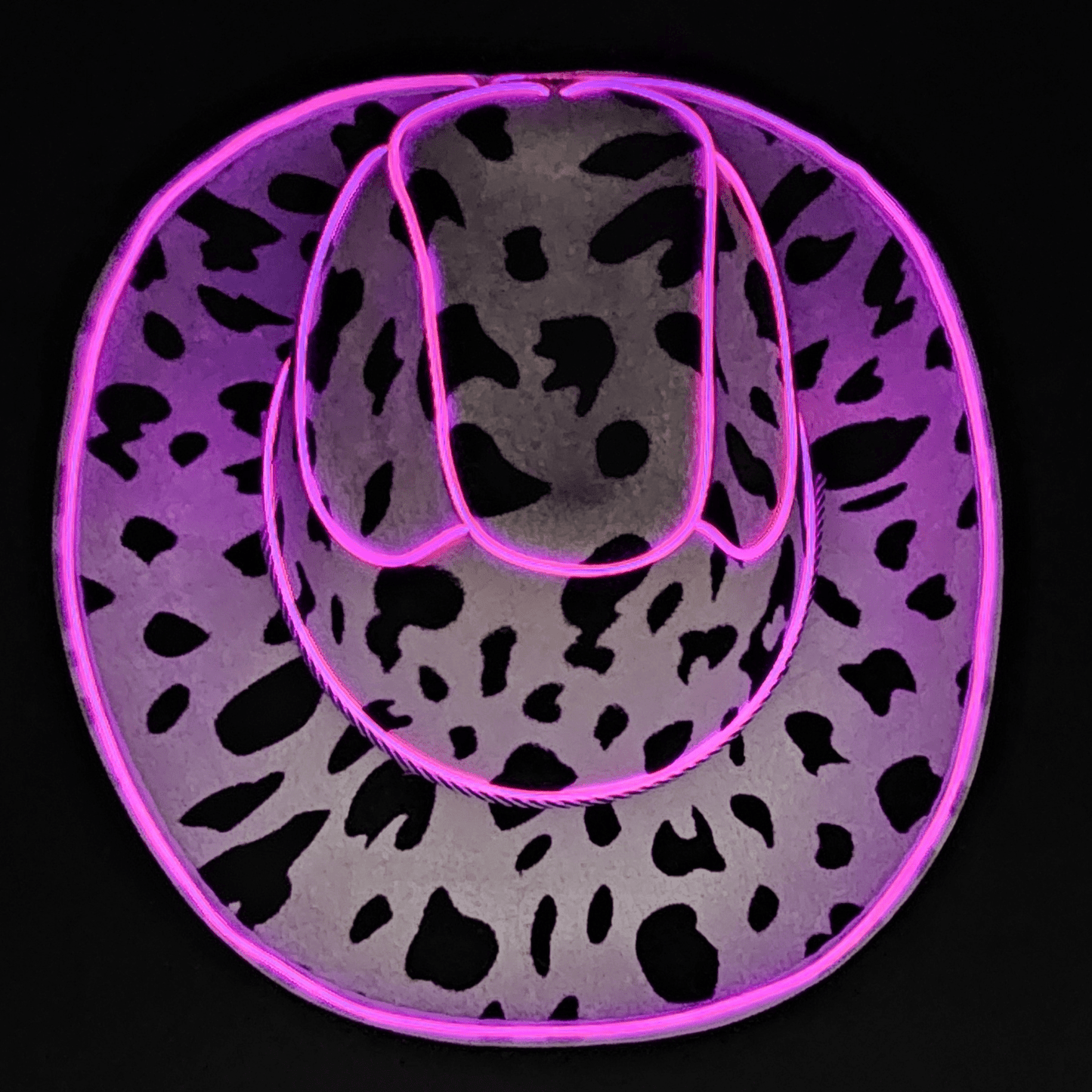 Cow Print Light Up LED Cowgirl Cowboy Hat with Bright Pink LED Lights - Shine Bright in Western Style - One Size - T and C Party Supply Cow PrintT and C Party Supply