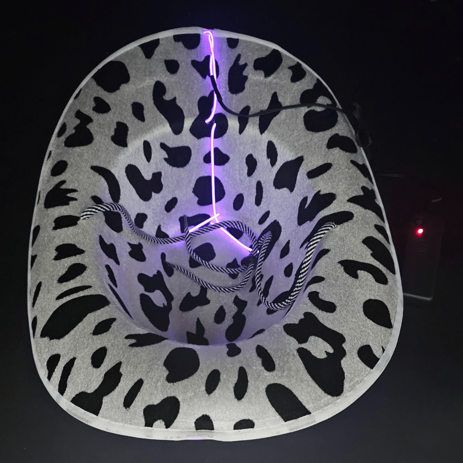 Cow Print Light Up LED Cowgirl Cowboy Hat with Bright Purple LED Lights - Shine Bright in Western Style - One Size - T and C Party Supply Cow PrintT and C Party Supply