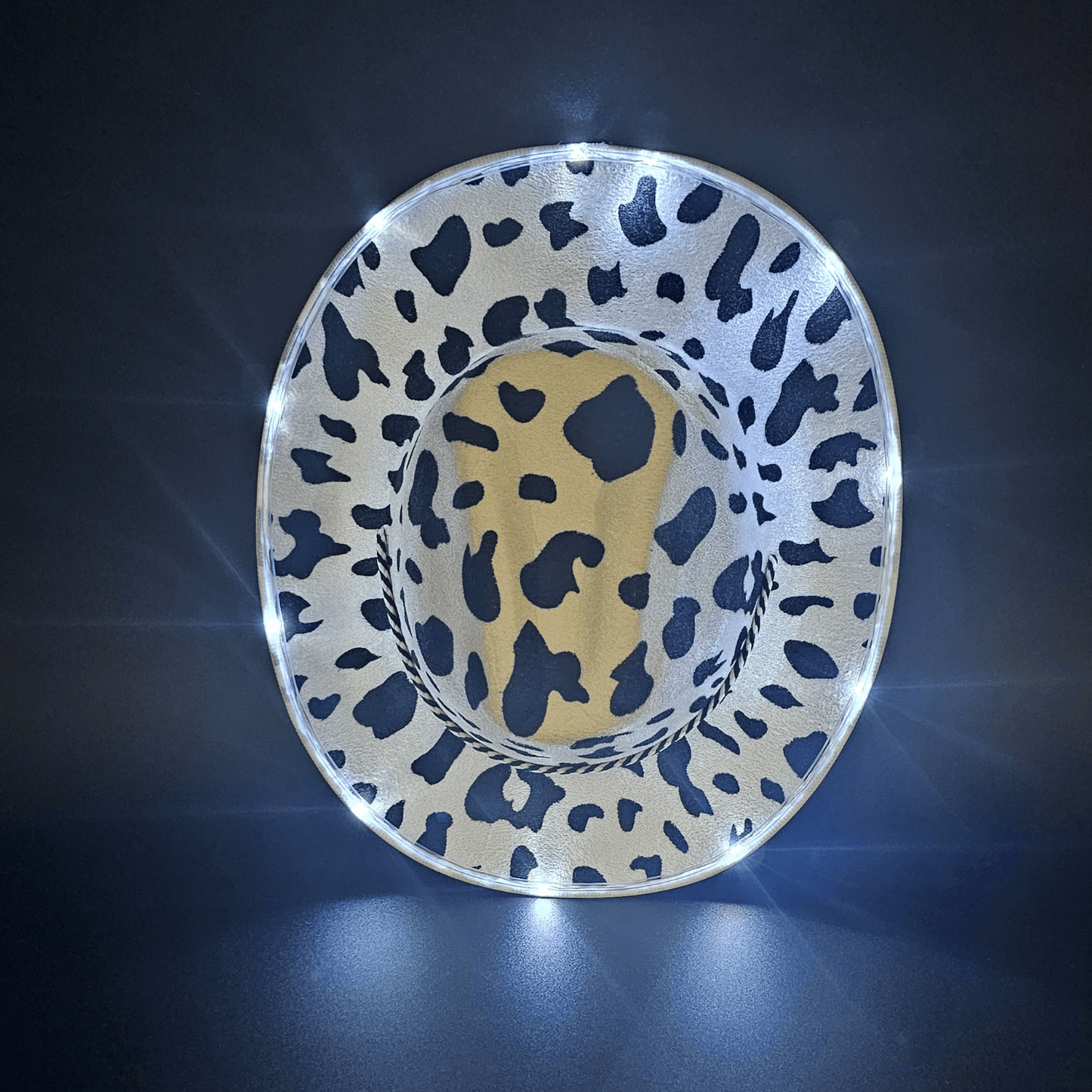 Cow Print Light Up LED Cowgirl Cowboy Hat with Bright White LED Lights - Shine Bright in Western Style - One Size - T and C Party Supply Cow PrintT and C Party Supply