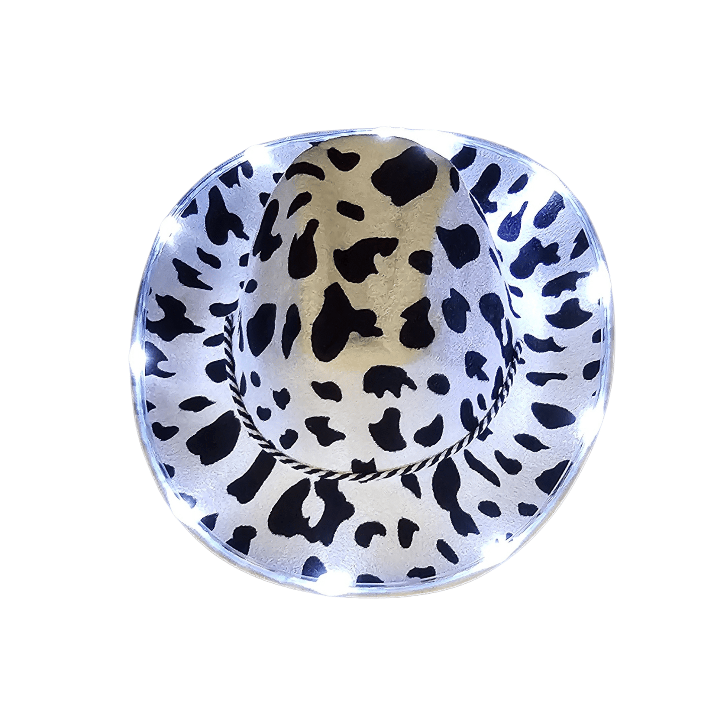Cow Print Light Up LED Cowgirl Cowboy Hat with Bright White LED Lights - Shine Bright in Western Style - One Size - T and C Party Supply Cow PrintT and C Party Supply