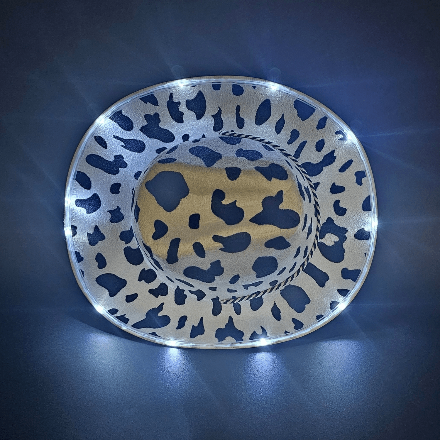 Cow Print Light Up LED Cowgirl Cowboy Hat with Bright White LED Lights - Shine Bright in Western Style - One Size - T and C Party Supply Cow PrintT and C Party Supply