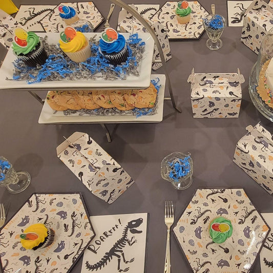 Dinosaur Themed Complete Boutique Jurassic Party Package for Kids - 36 Count with 12 Plates, 12 Napkins and 12 Goodie Boxes - Perfect for Birthdays, Baby Showers & School Events by T and C Party Supply - T and C Party Supply T and C Party Supply