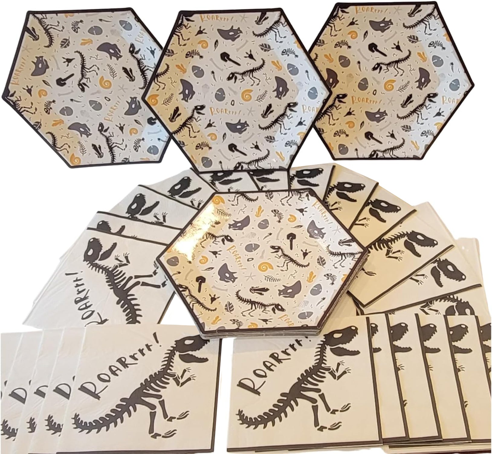 Dinosaur Themed Jurassic Boutique Party Package for Kids - 48 Count with 24 Plates and 24 Napkins - Perfect for Birthdays, Baby Showers & School Events by T and C Party Supply - T and C Party Supply T and C Party Supply