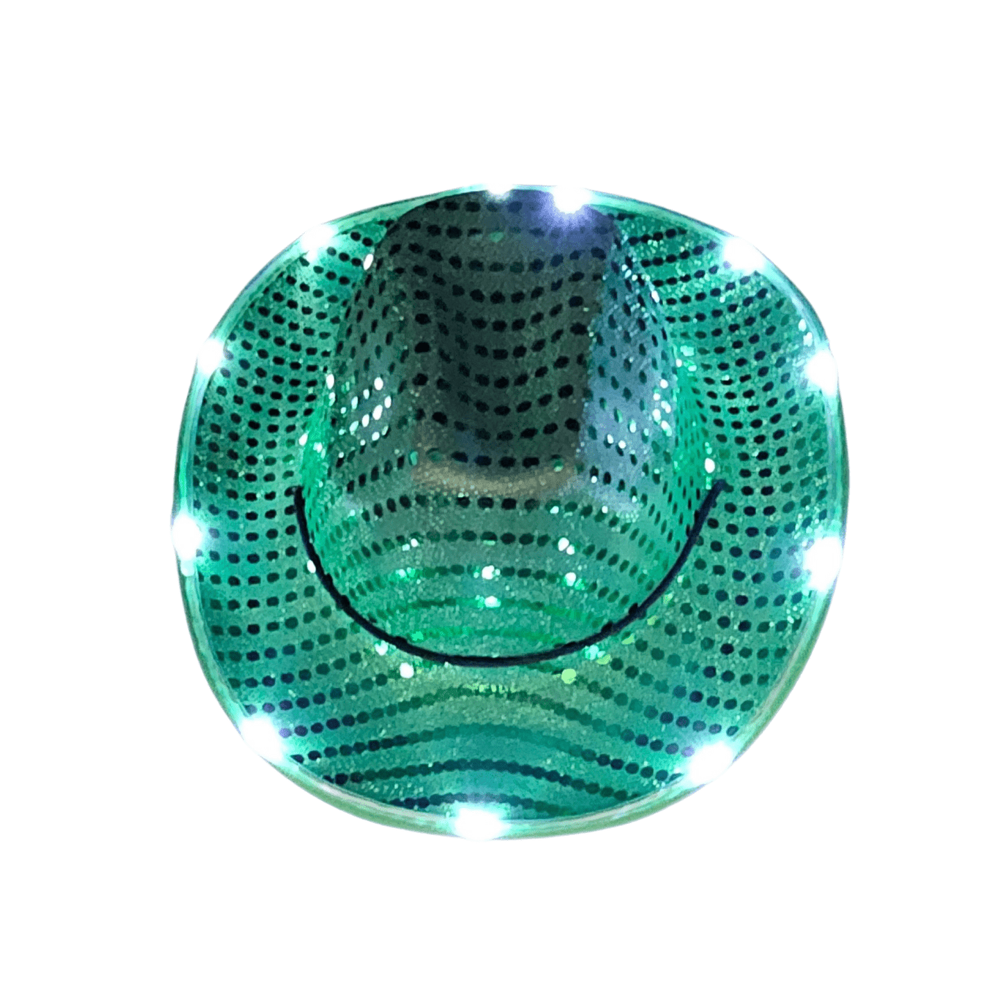 Emerald Green Sparkle Sequin LED Cowgirl Cowboy Hat with Bright White LED Lights - Illuminate Your Western Style with 3 Flashing Modes - One Size - T and C Party Supply Sparkle SequinT and C Party Supply