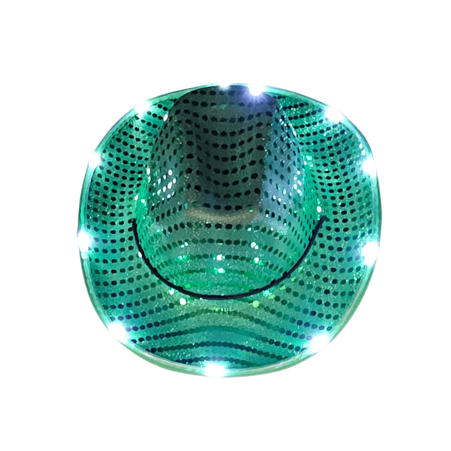 Emerald Green Sparkle Sequin LED Cowgirl Cowboy Hat with Bright White LED Lights - Illuminate Your Western Style with 3 Flashing Modes - One Size - T and C Party Supply Sparkle SequinT and C Party Supply