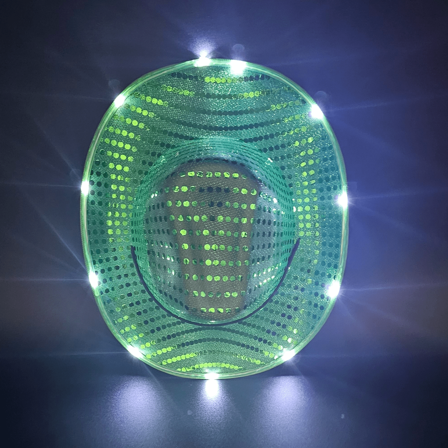 Emerald Green Sparkle Sequin LED Cowgirl Cowboy Hat with Bright White LED Lights - Illuminate Your Western Style with 3 Flashing Modes - One Size - T and C Party Supply Sparkle SequinT and C Party Supply