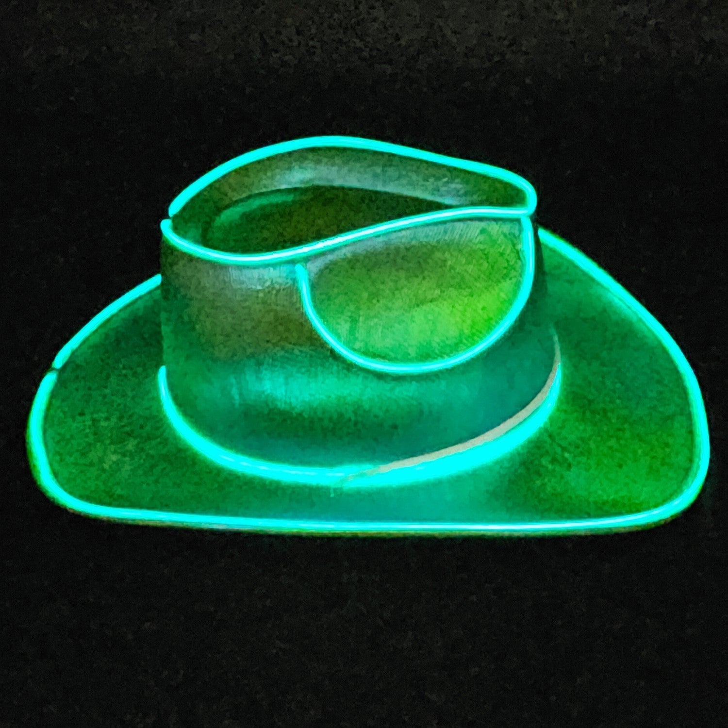 Green Iridescent Cowboy Hat with Green LED - Illuminate Your Style with 3 Flashing Modes - One Size - T and C Party Supply T and C Party Supply