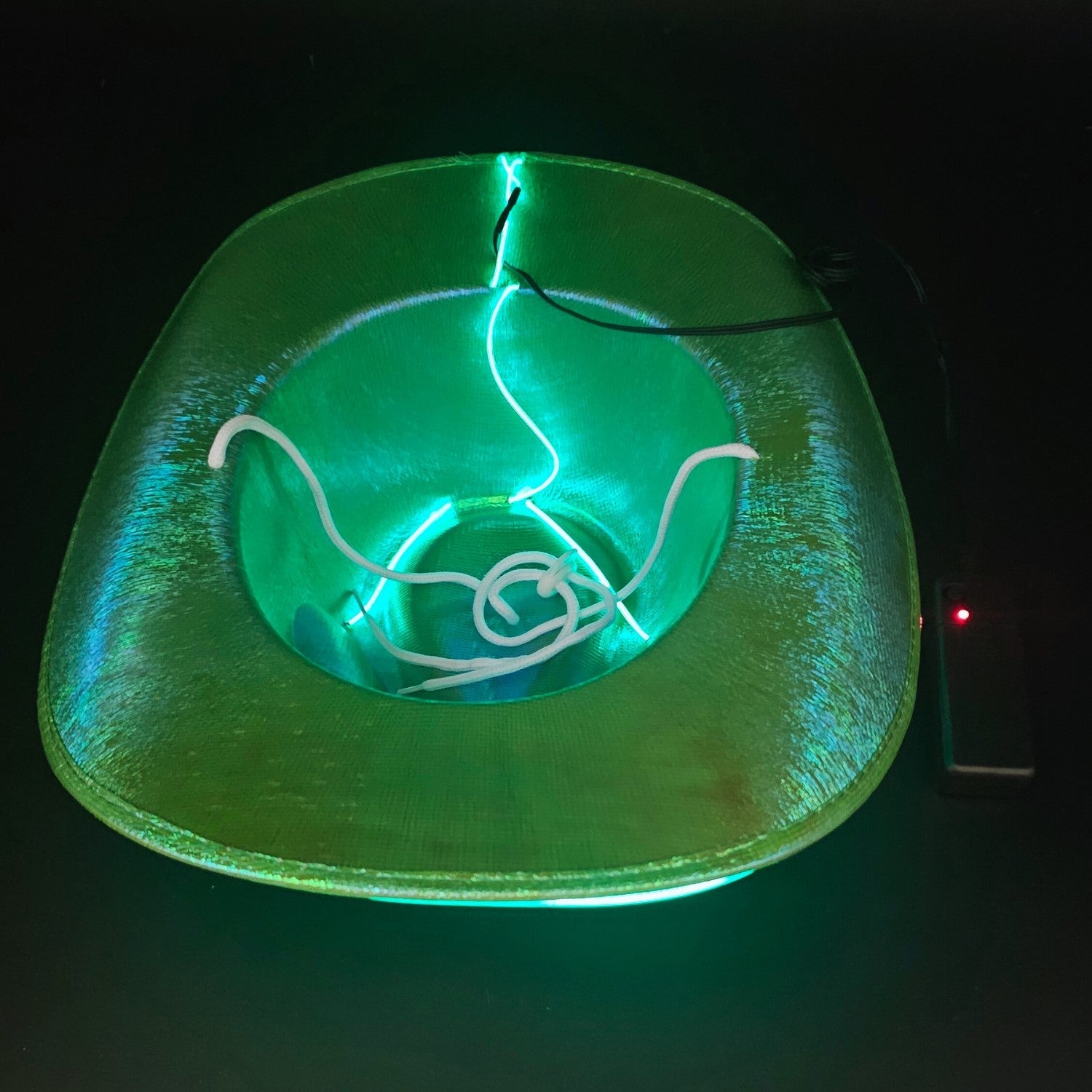 Green Iridescent Cowboy Hat with Green LED - Illuminate Your Style with 3 Flashing Modes - One Size - T and C Party Supply T and C Party Supply