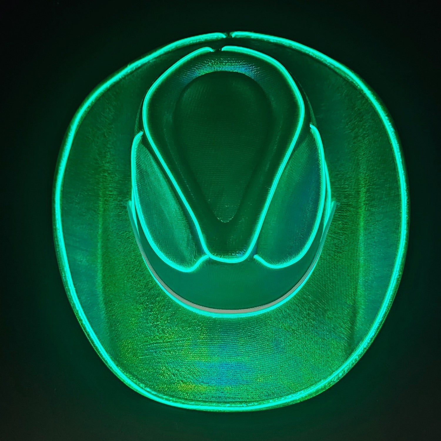 Green Iridescent Cowboy Hat with Green LED - Illuminate Your Style with 3 Flashing Modes - One Size - T and C Party Supply T and C Party Supply