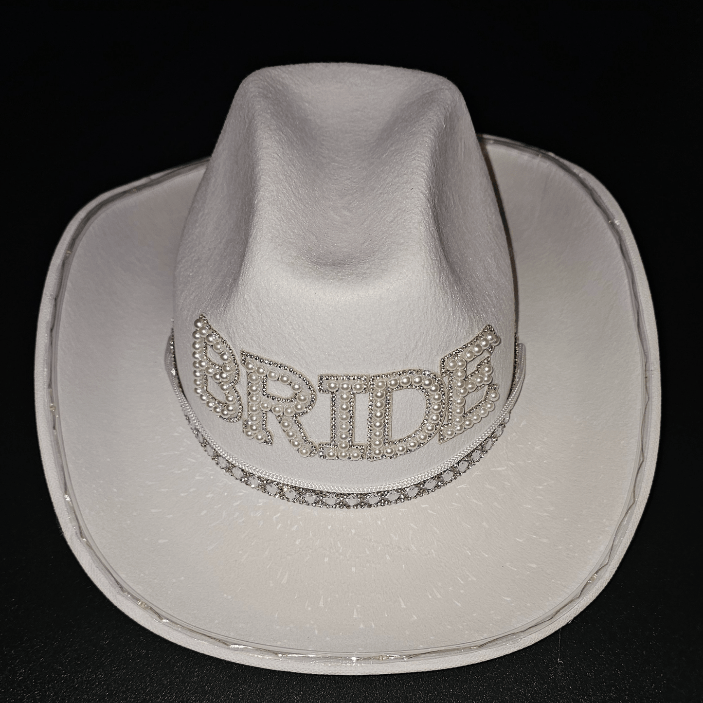 Light - Up Bride Cowgirl Hat – White Felt with Bright White LED Lights - T and C Party Supply BrideT and C Party Supply