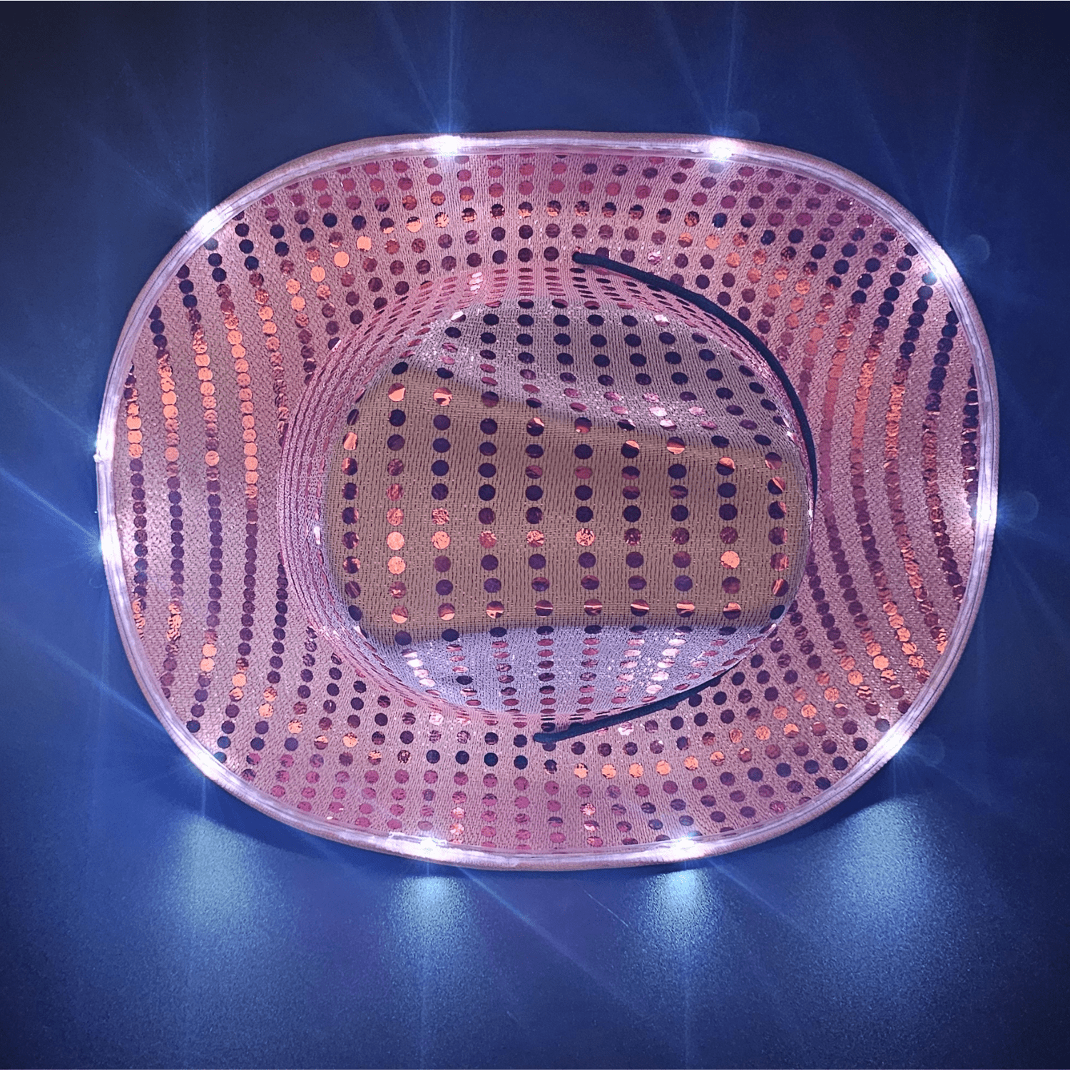 Pink Sparkle Sequin LED Cowgirl Cowboy Hat with Bright White LED Lights - Illuminate Your Western Style - T and C Party Supply Sparkle SequinT and C Party Supply