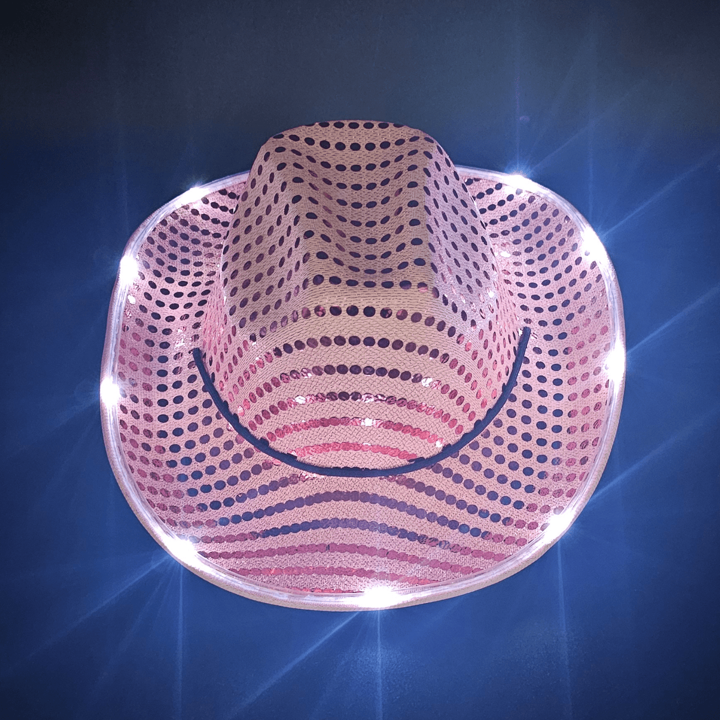 Pink Sparkle Sequin LED Cowgirl Cowboy Hat with Bright White LED Lights - Illuminate Your Western Style - T and C Party Supply Sparkle SequinT and C Party Supply
