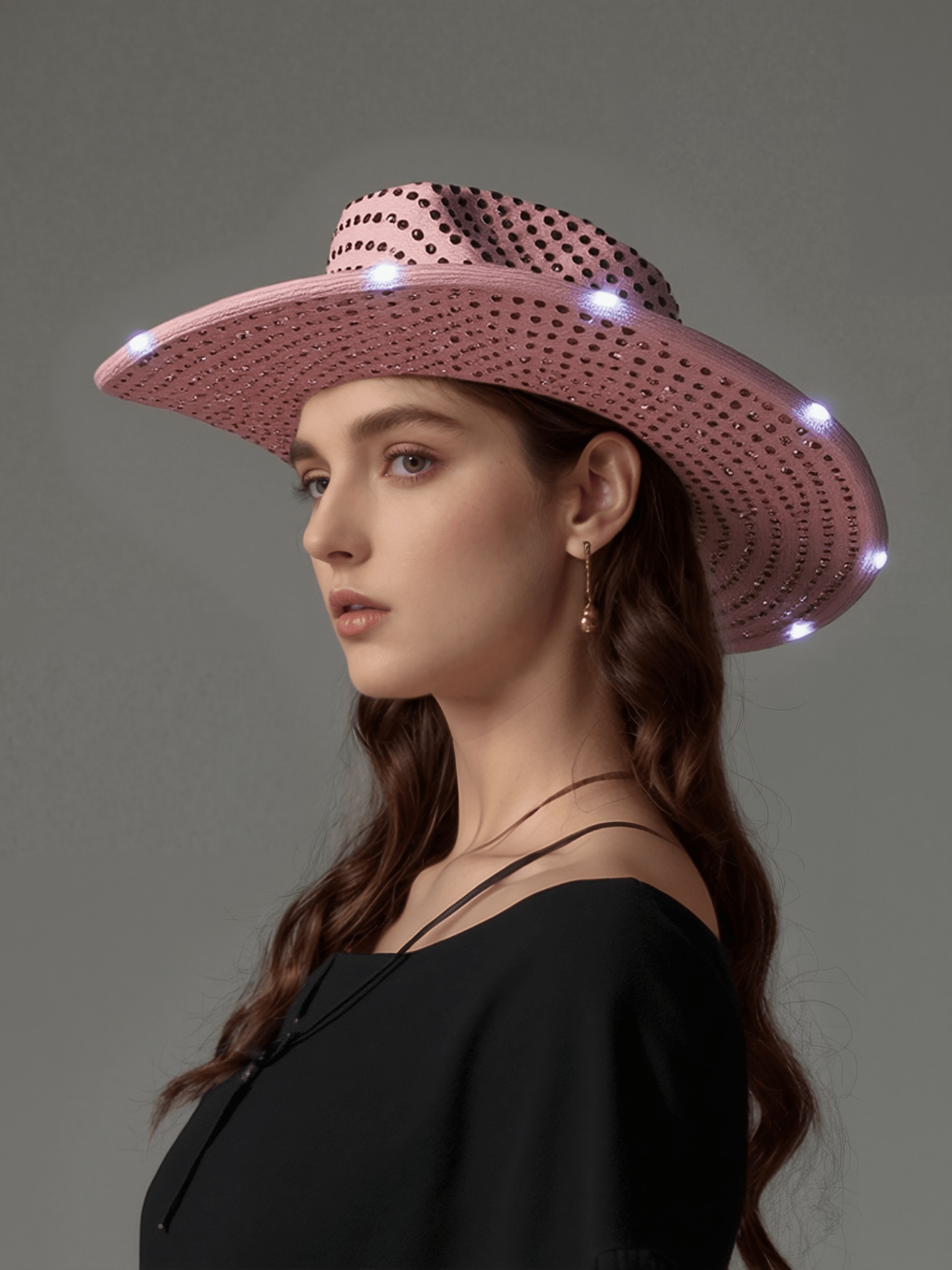 Pink Sparkle Sequin LED Cowgirl Cowboy Hat with Bright White LED Lights - Illuminate Your Western Style - T and C Party Supply Sparkle SequinT and C Party Supply