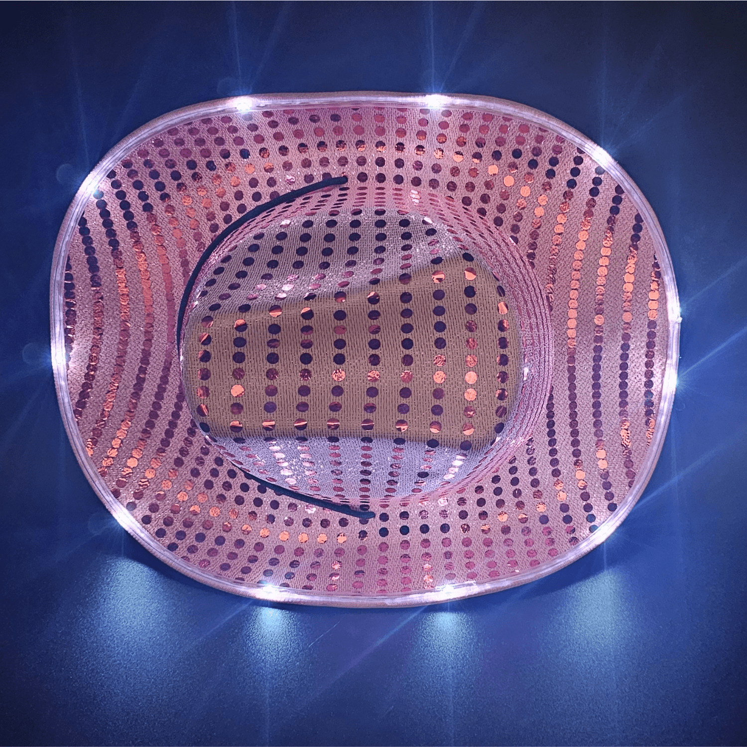 Pink Sparkle Sequin LED Cowgirl Cowboy Hat with Bright White LED Lights - Illuminate Your Western Style - T and C Party Supply Sparkle SequinT and C Party Supply