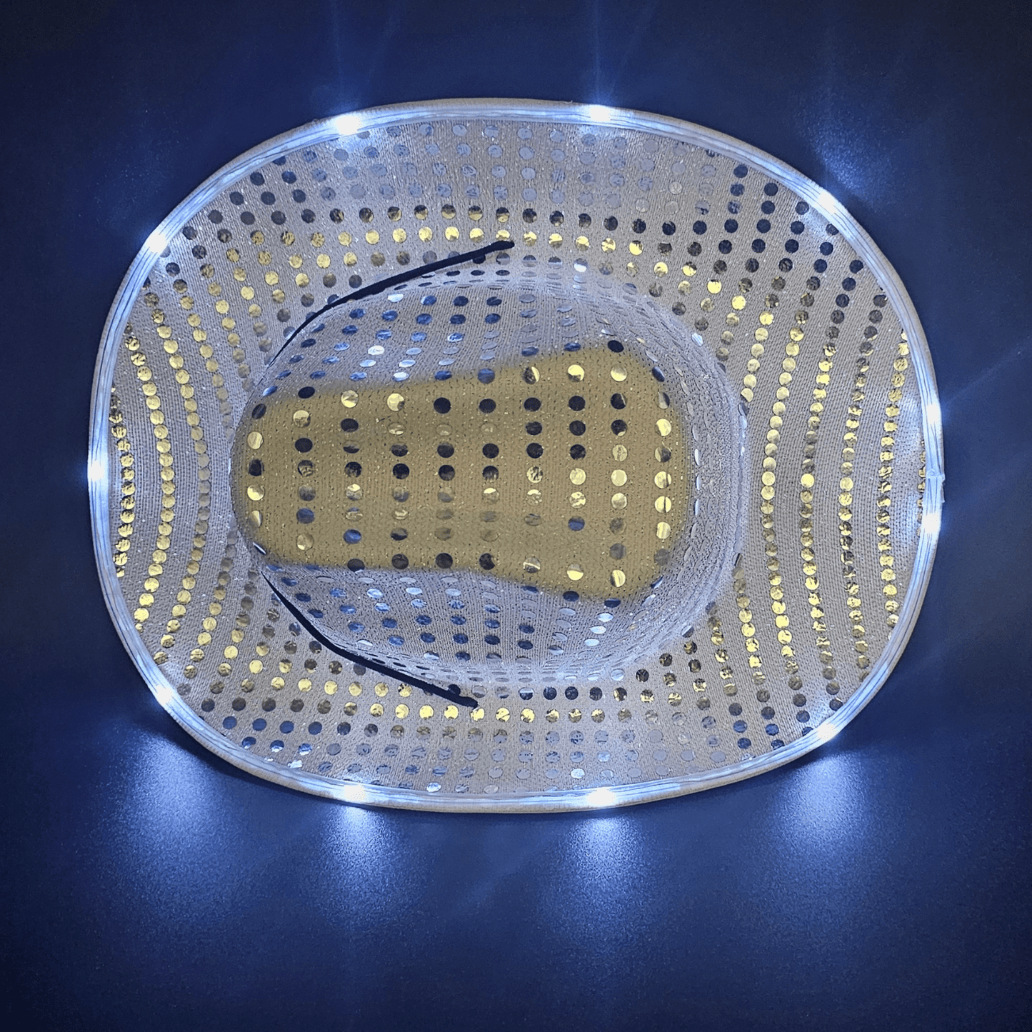 White Silver Sparkle Sequin LED Cowgirl Cowboy Hat with Bright White LED Lights - Illuminate Your Western Style with 3 Flashing Modes - One Size - T and C Party Supply Sparkle SequinT and C Party Supply