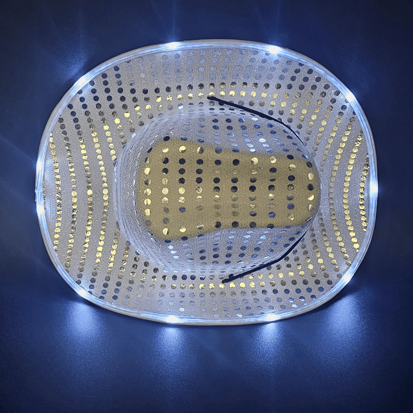 White Silver Sparkle Sequin LED Cowgirl Cowboy Hat with Bright White LED Lights - Illuminate Your Western Style with 3 Flashing Modes - One Size - T and C Party Supply Sparkle SequinT and C Party Supply