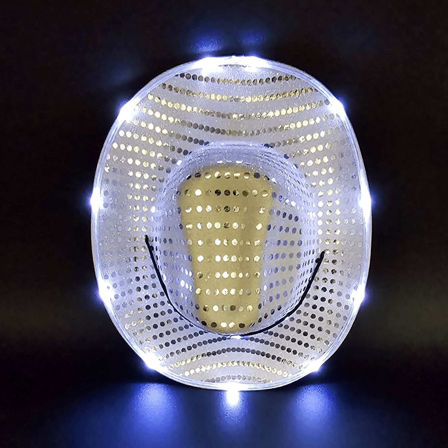 White Silver Sparkle Sequin LED Cowgirl Cowboy Hat with Bright White LED Lights - Illuminate Your Western Style with 3 Flashing Modes - One Size - T and C Party Supply Sparkle SequinT and C Party Supply