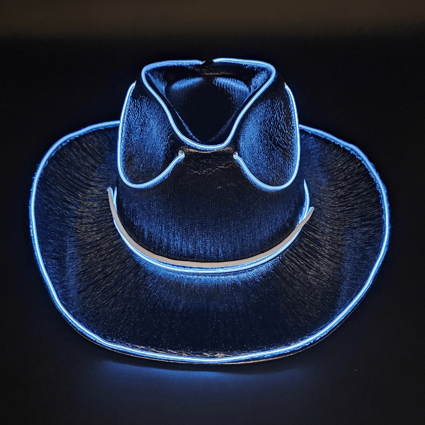 Black Iridescent Light Up Cowgirl Cowboy Hat with Bright White LED Lights - Illuminate Your Style with 3 Flashing Modes - One Size - T and C Party Supply IridescentT and C Party Supply