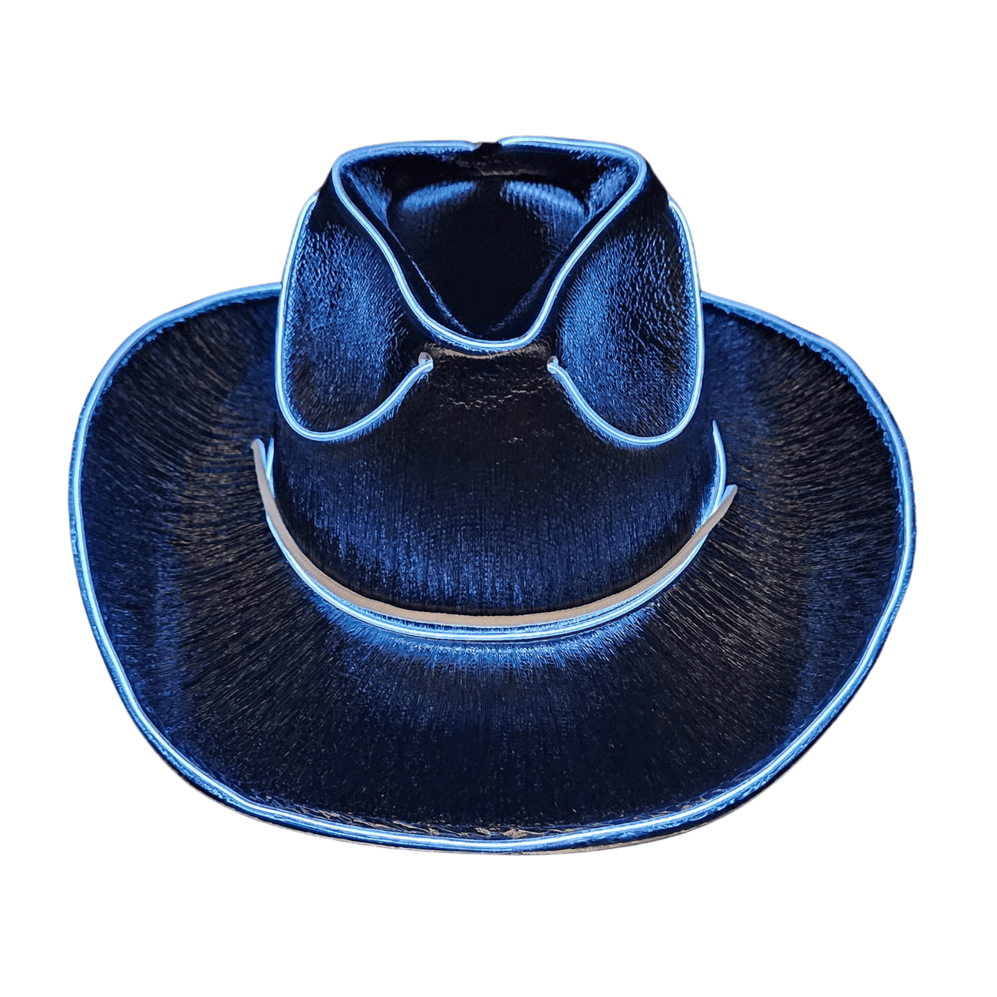 Black Iridescent Light Up Cowgirl Cowboy Hat with Bright White LED Lights - Illuminate Your Style with 3 Flashing Modes - One Size - T and C Party Supply IridescentT and C Party Supply