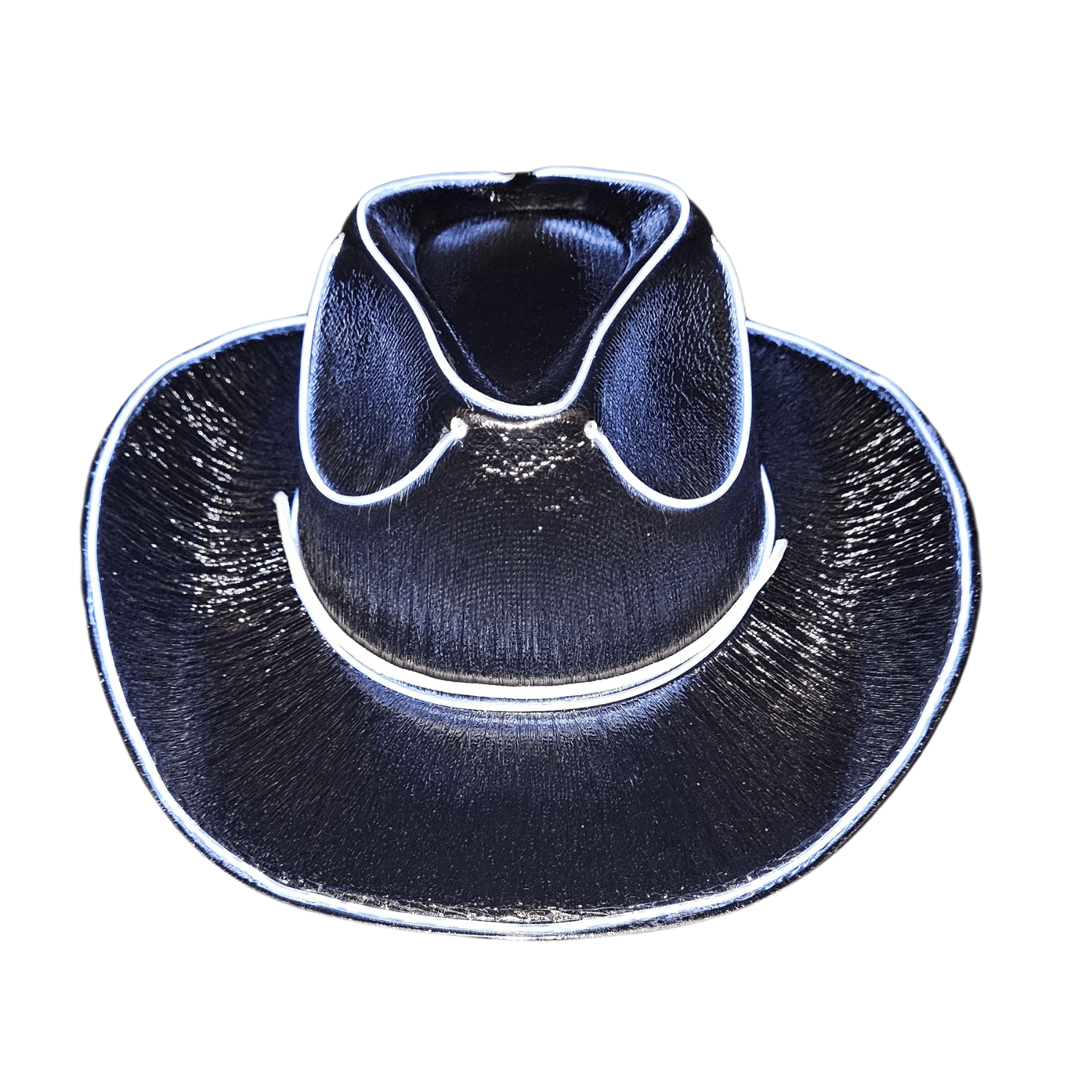 Black Iridescent Light Up Cowgirl Cowboy Hat with Bright White LED Lights - Illuminate Your Style with 3 Flashing Modes - One Size - T and C Party Supply IridescentT and C Party Supply