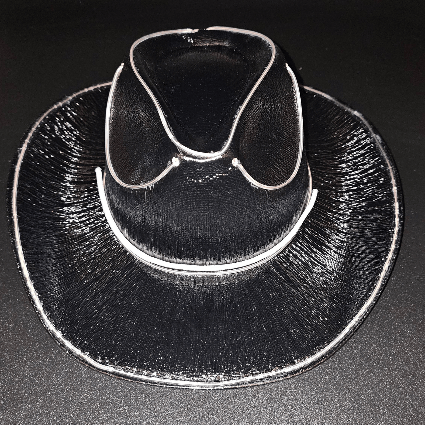 Black Iridescent Light Up Cowgirl Cowboy Hat with Bright White LED Lights - Illuminate Your Style with 3 Flashing Modes - One Size - T and C Party Supply IridescentT and C Party Supply