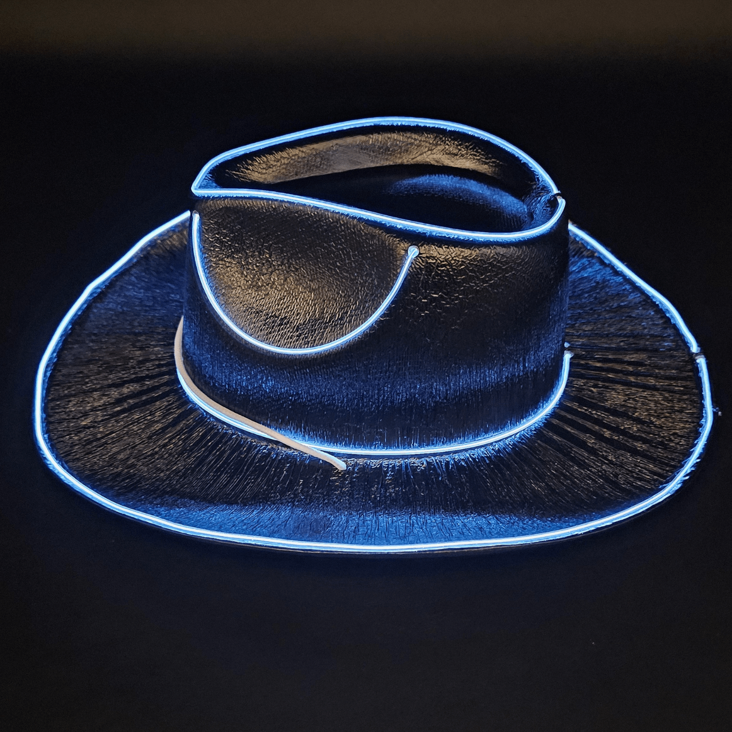 Black Iridescent Light Up Cowgirl Cowboy Hat with Bright White LED Lights - Illuminate Your Style with 3 Flashing Modes - One Size - T and C Party Supply IridescentT and C Party Supply