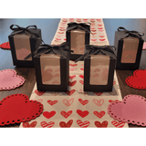 Black Sparkling Wedding Favor Box 40 Count, Large 4"x4"x5" with Clear Display Window. Setting of 5 on table Valentines Theme