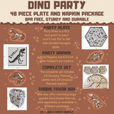 Dinosaur Themed Jurassic Boutique Party Package for Kids - 48 Count with 24 Plates and 24 Napkins - Perfect for Birthdays, Baby Showers & School Events by T and C Party Supply - T and C Party Supply T and C Party Supply