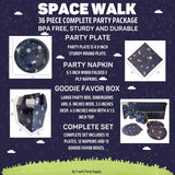 Outer Space Themed Boutique Complete Party Package for Kids - 36 Count with Plates, Napkins, Goodie Boxes - Perfect for Birthdays, School Events & Astrological Viewing by T and C Party Supply - T and C Party Supply T and C Party Supply