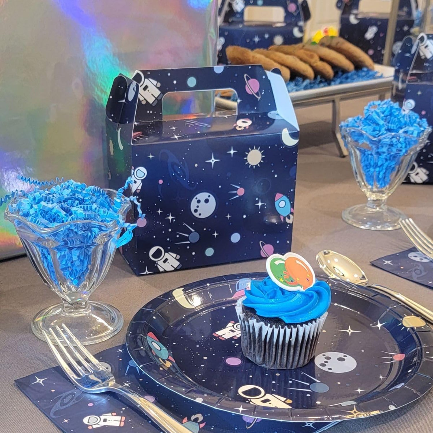 Outer Space Themed Boutique Complete Party Package for Kids - 36 Count with Plates, Napkins, Goodie Boxes - Perfect for Birthdays, School Events & Astrological Viewing by T and C Party Supply - T and C Party Supply T and C Party Supply