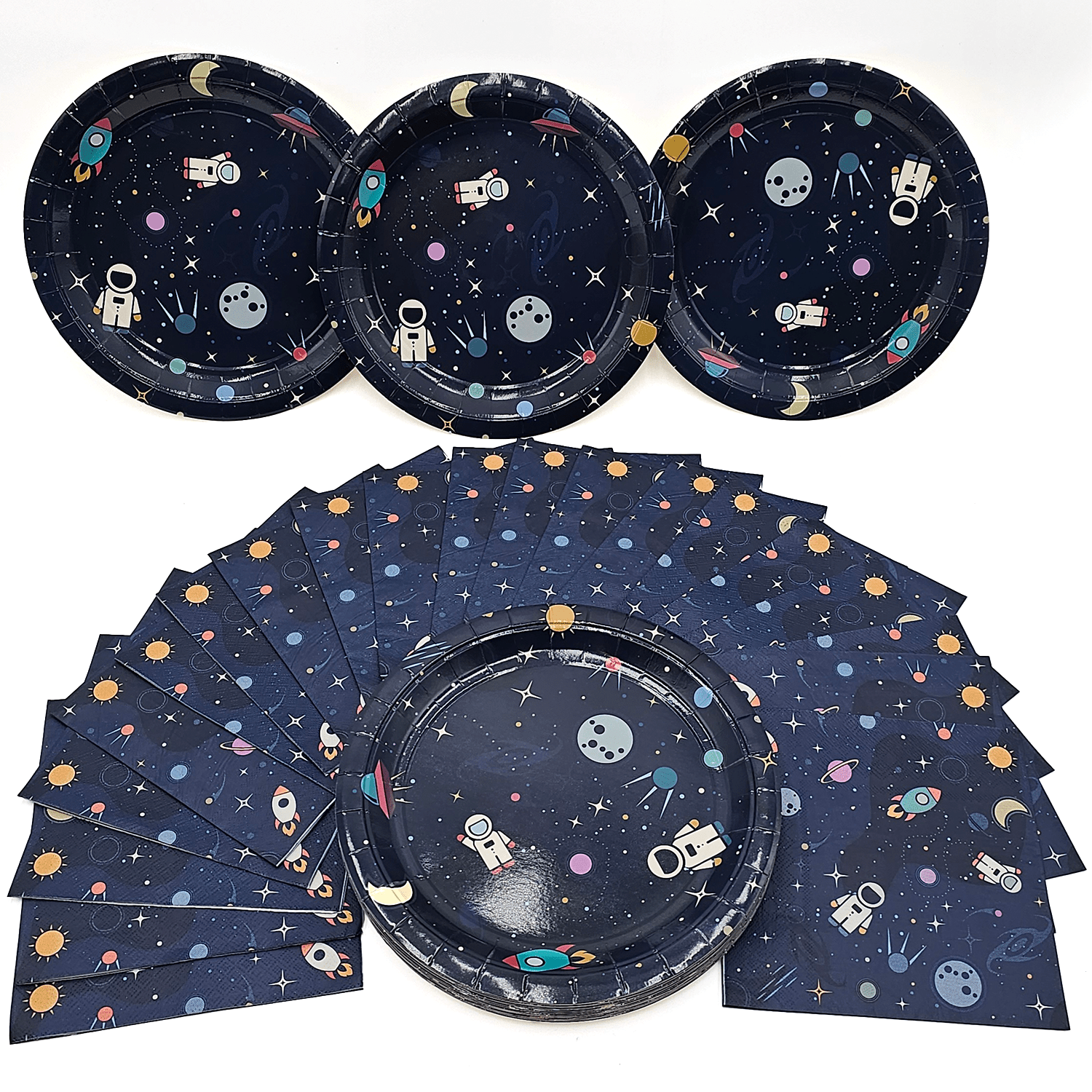 Outer Space Themed Complete Boutique Party Package for Kids - 48 Count with Plates and Napkins - Perfect for Birthdays, School Events & Astrological Viewing by T and C Party Supply - T and C Party Supply T and C Party Supply