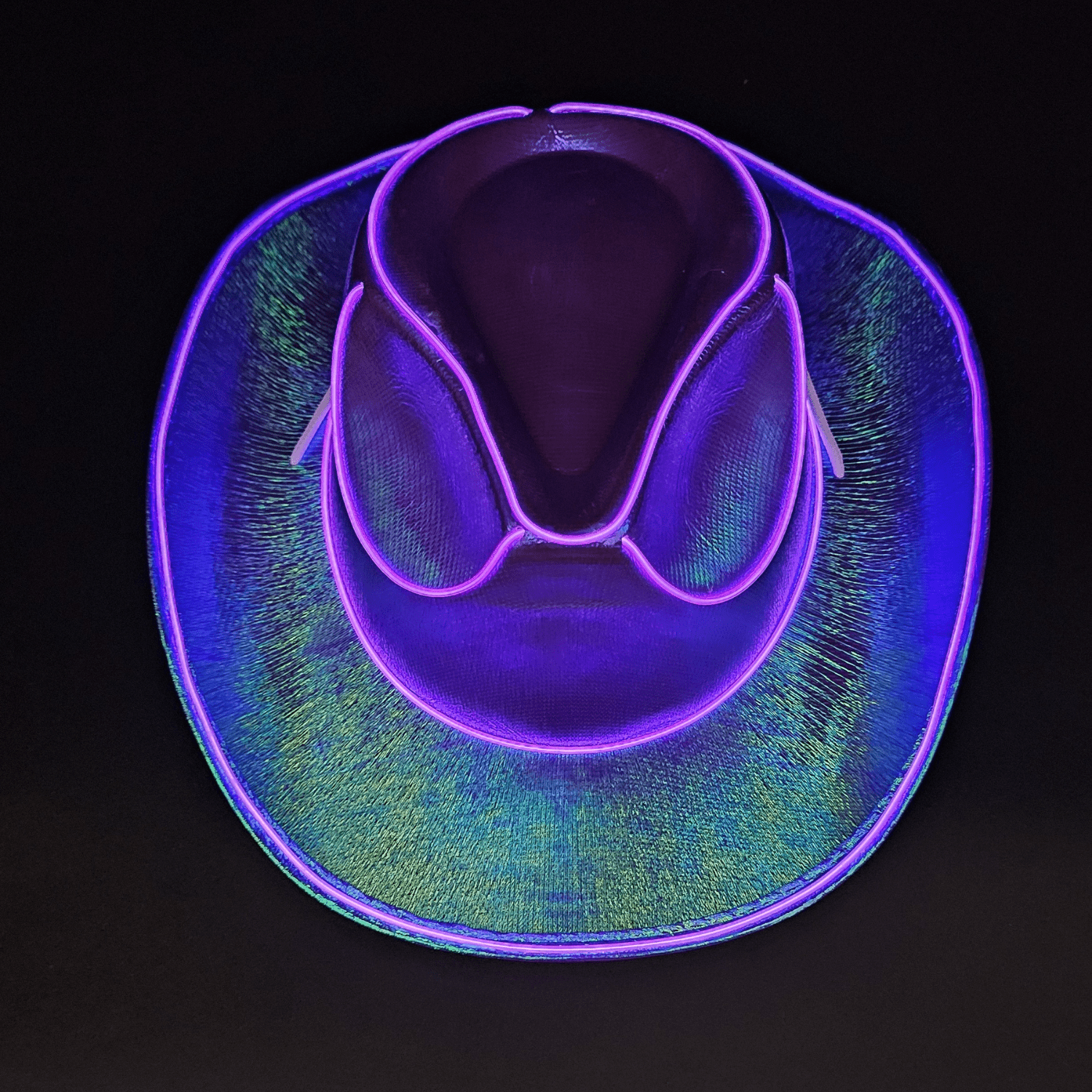 Purple Iridescent Light Up Cowgirl Cowboy Hat with Bright Purple LED Lights - Illuminate Your Style with 3 Flashing Modes - One Size - T and C Party Supply IridescentT and C Party Supply