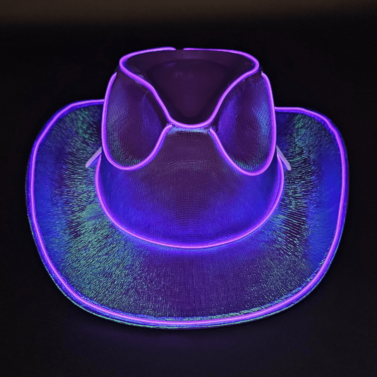 Purple Iridescent Light Up Cowgirl Cowboy Hat with Bright Purple LED Lights - Illuminate Your Style with 3 Flashing Modes - One Size - T and C Party Supply IridescentT and C Party Supply