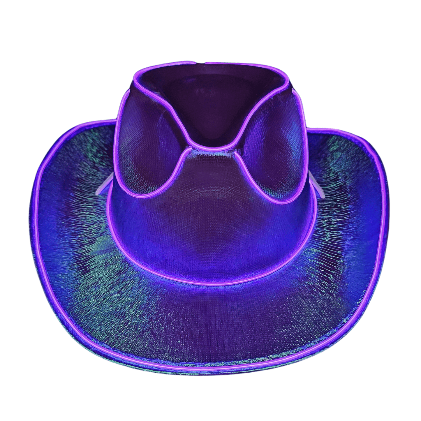 Purple Iridescent Light Up Cowgirl Cowboy Hat with Bright Purple LED Lights - Illuminate Your Style with 3 Flashing Modes - One Size - T and C Party Supply IridescentT and C Party Supply