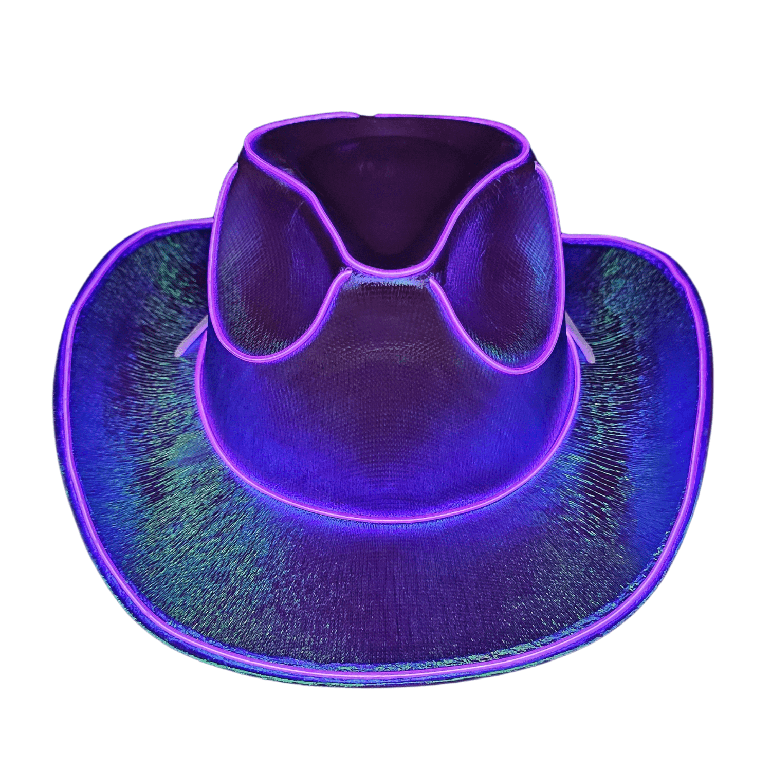 Purple Iridescent Light Up Cowgirl Cowboy Hat with Bright Purple LED Lights - Illuminate Your Style with 3 Flashing Modes - One Size - T and C Party Supply IridescentT and C Party Supply