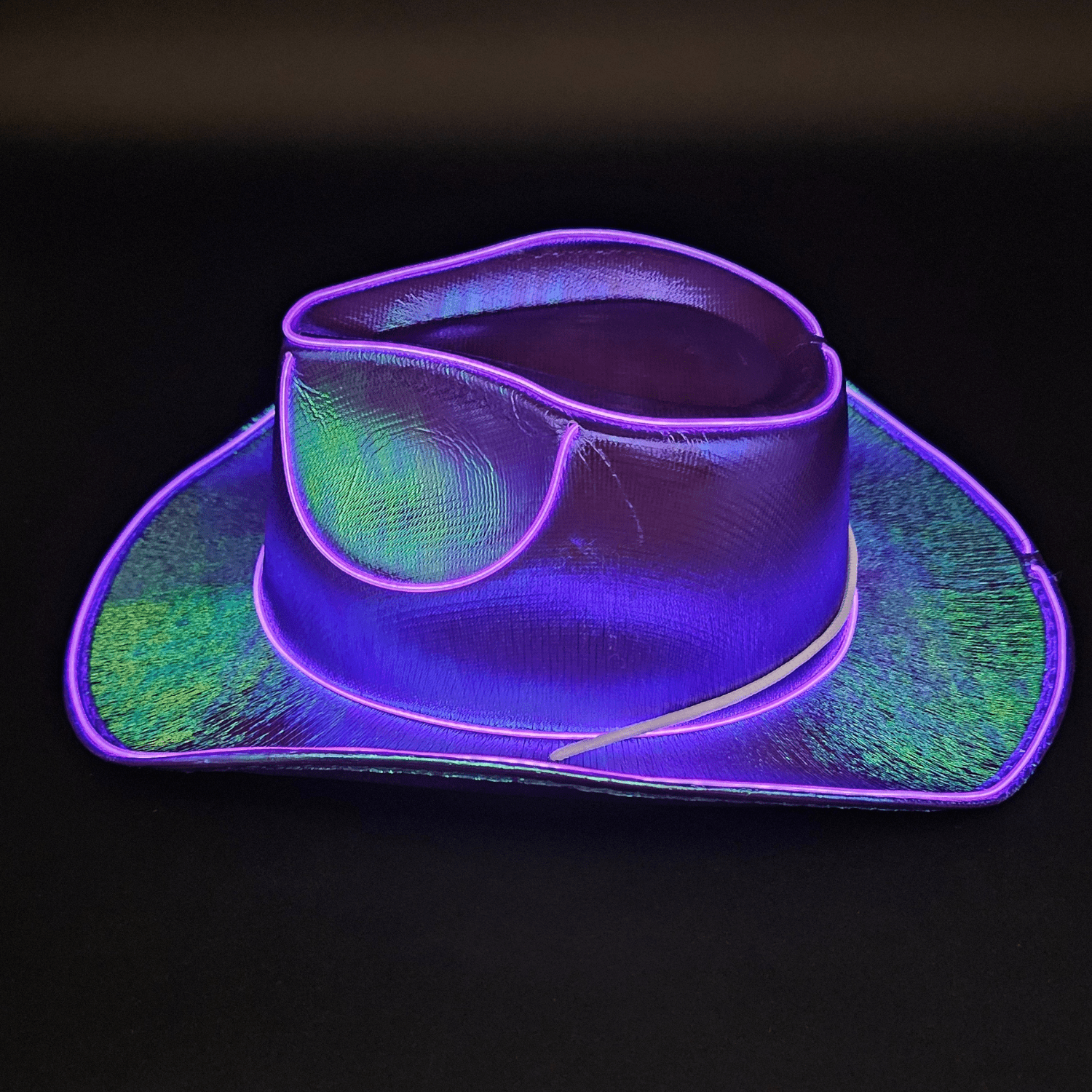 Purple Iridescent Light Up Cowgirl Cowboy Hat with Bright Purple LED Lights - Illuminate Your Style with 3 Flashing Modes - One Size - T and C Party Supply IridescentT and C Party Supply